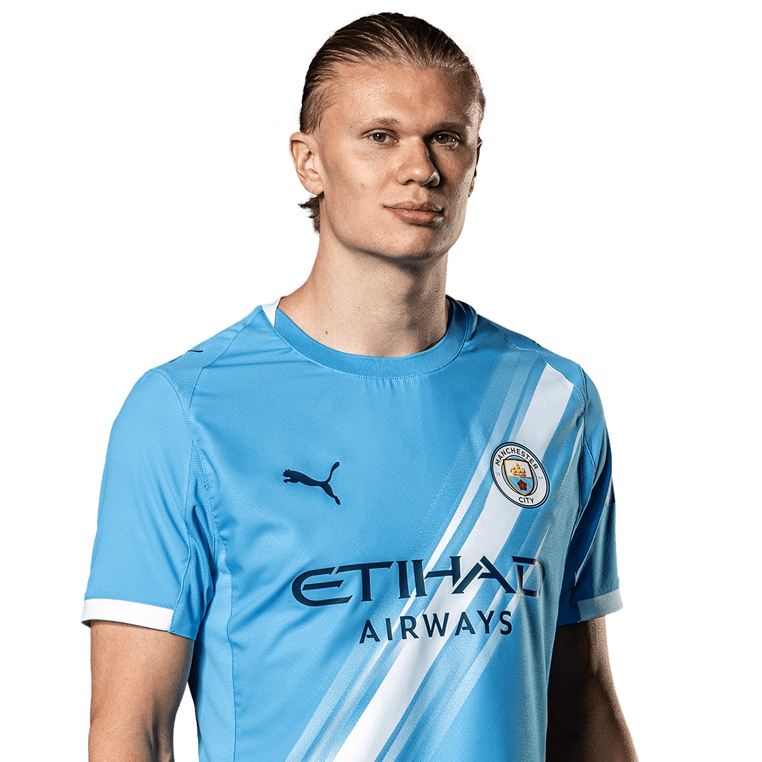 Erling Haaland in Manchester City colours